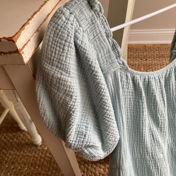 New: Mable Puff Sleeve Gauzy Cotton Midi Dress. Size Medium - Picture 8 of 11